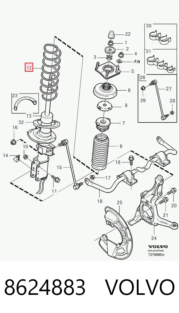 Muelle delantero 8624883 Volvo