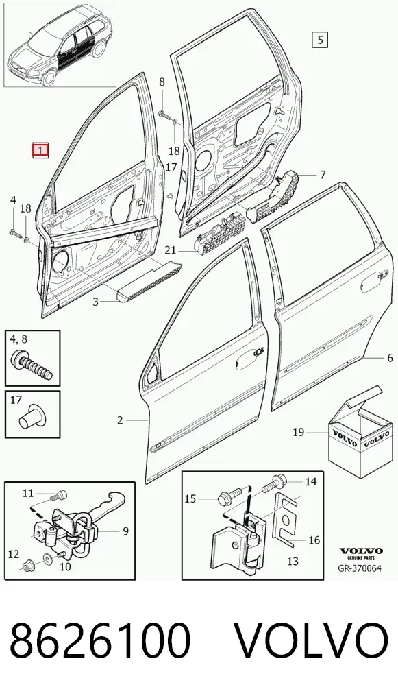 Puerta delantera izquierda 8626100 Volvo