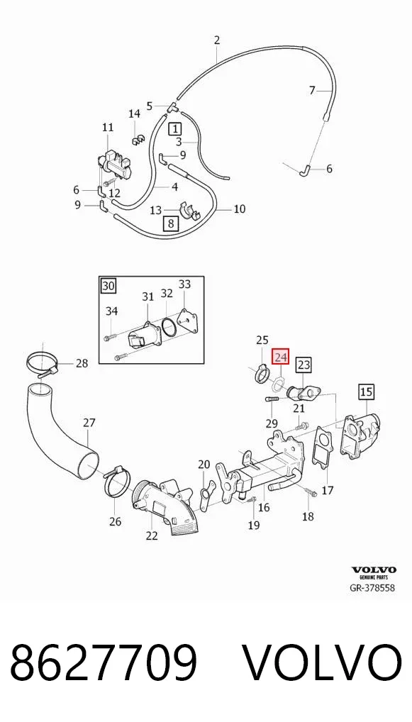 Anillo de estanqueidad del sensor de nivel de aceite 8627709 Volvo
