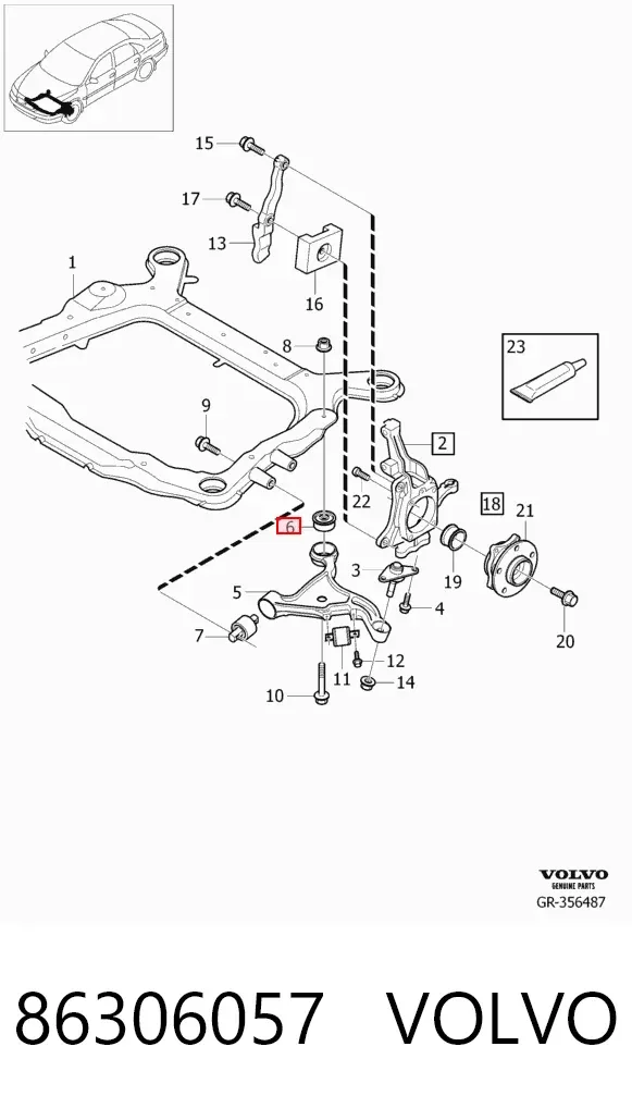 Silentblock del brazo de suspensión 86306057 Volvo