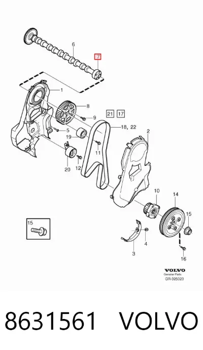 Retén del árbol de levas VOLVO 8631561