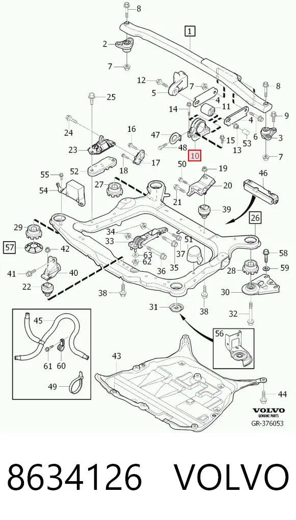 Soporte superior del motor 8634126 Volvo