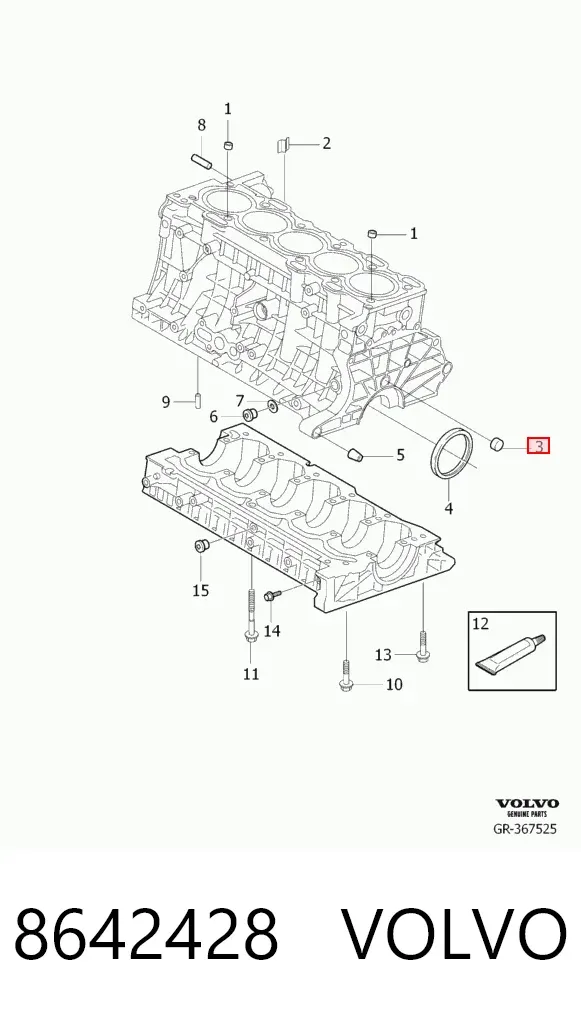 Tapón del suelo de la carrocería 8642428 Volvo