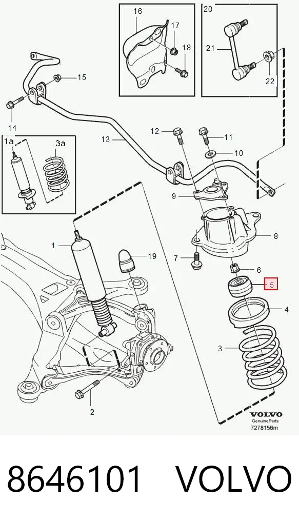 Copela de amortiguador trasero 8646101 Volvo