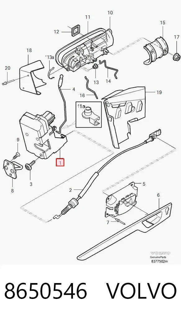 Cerradura de puerta delantera derecha 8650546 Volvo