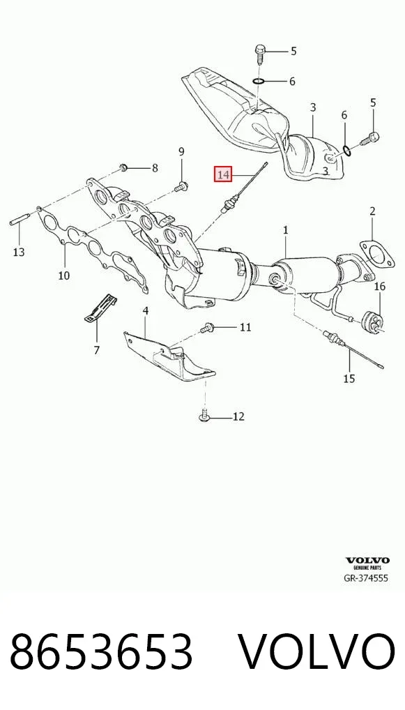 Sonda lambda de oxígeno posterior al catalizador 8653653 Volvo
