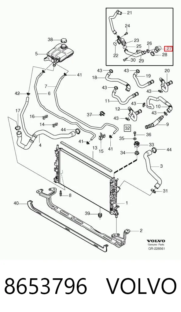 Manguera del termostato 8653796 Volvo