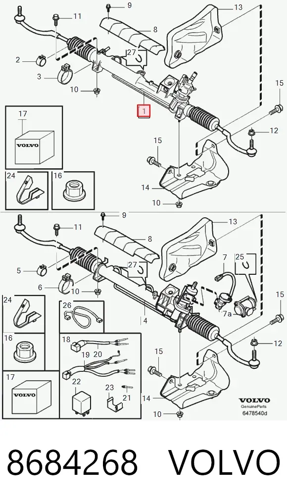 Cremallera de dirección 8684268 Volvo