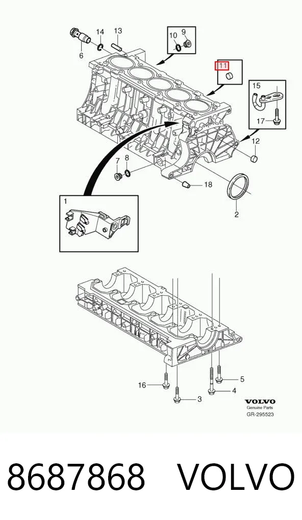 Tapón del suelo de la carrocería 8687868 Volvo