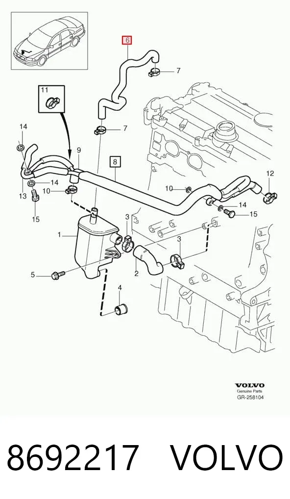 Tubo de ventilación del cárter 8692217 Volvo