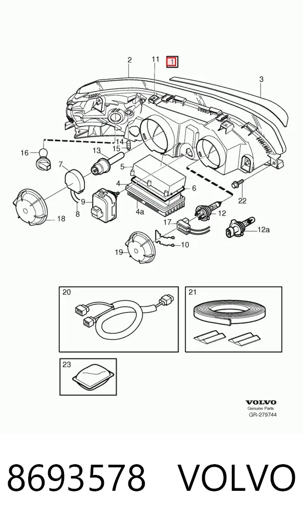 Faro derecho 8693578 Volvo