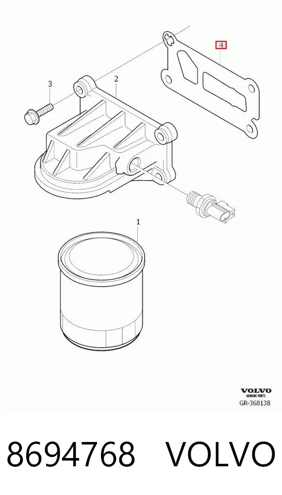 Junta del adaptador del filtro de aceite 8694768 Volvo