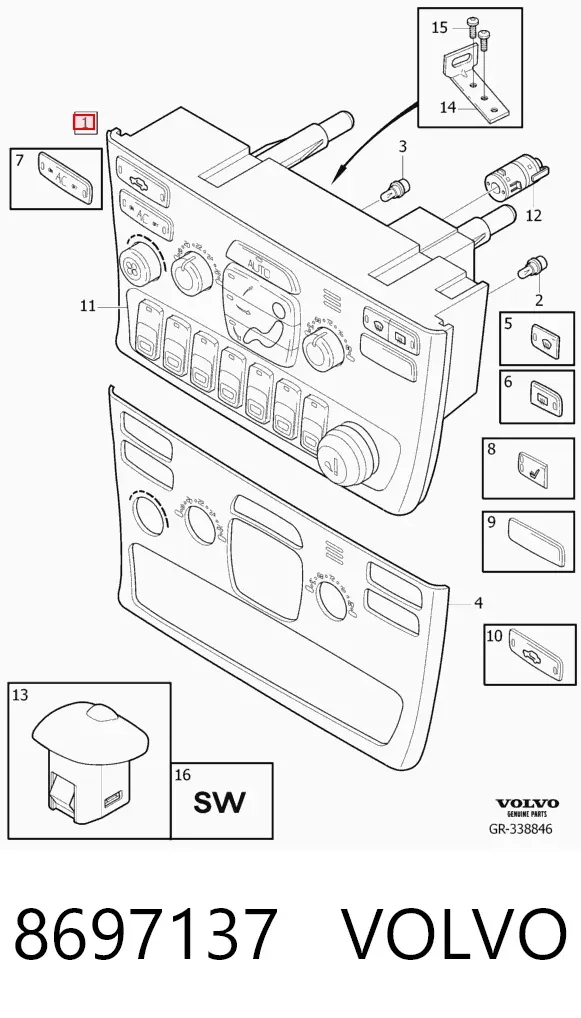 Unidad de control aire acondicionado 8697137 Volvo