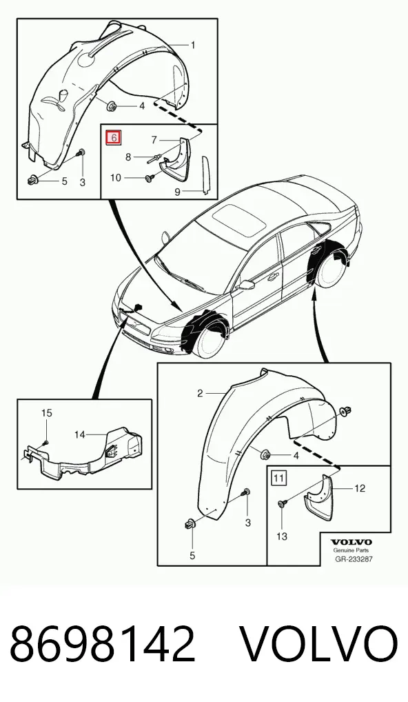 Guardabarros delanteros 8698142 Volvo