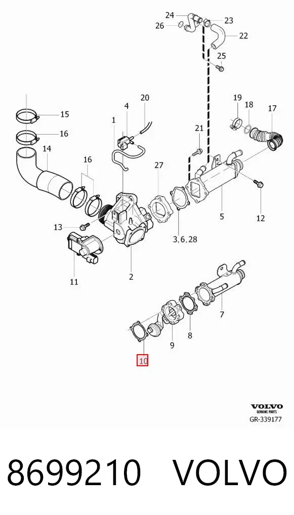 Junta de válvula EGR 8699210 Volvo