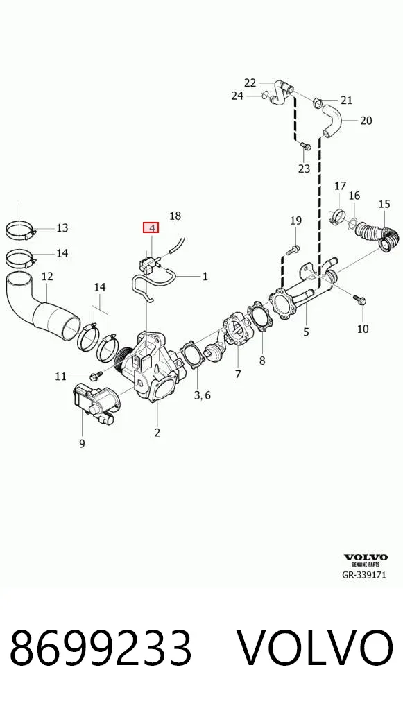 Válvula solenoide de control de presión de sobrealimentación 8699233 Volvo