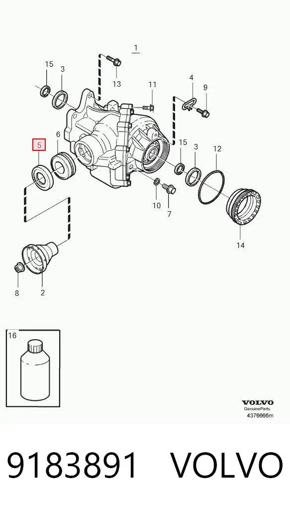 Retén de salida delantero de la caja de transferencia 9183891 Volvo