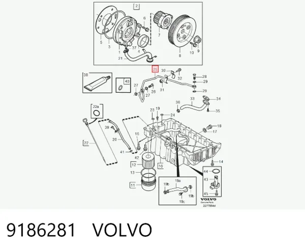 Tubo de suministro de aceite a la turbina 9186281 Volvo