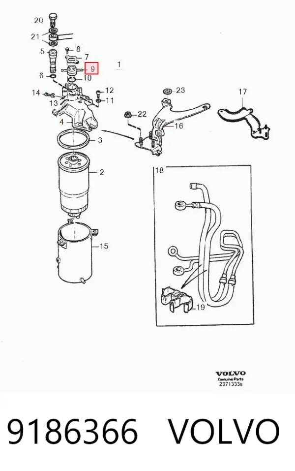 Válvula de retorno de combustible 9186366 Volvo