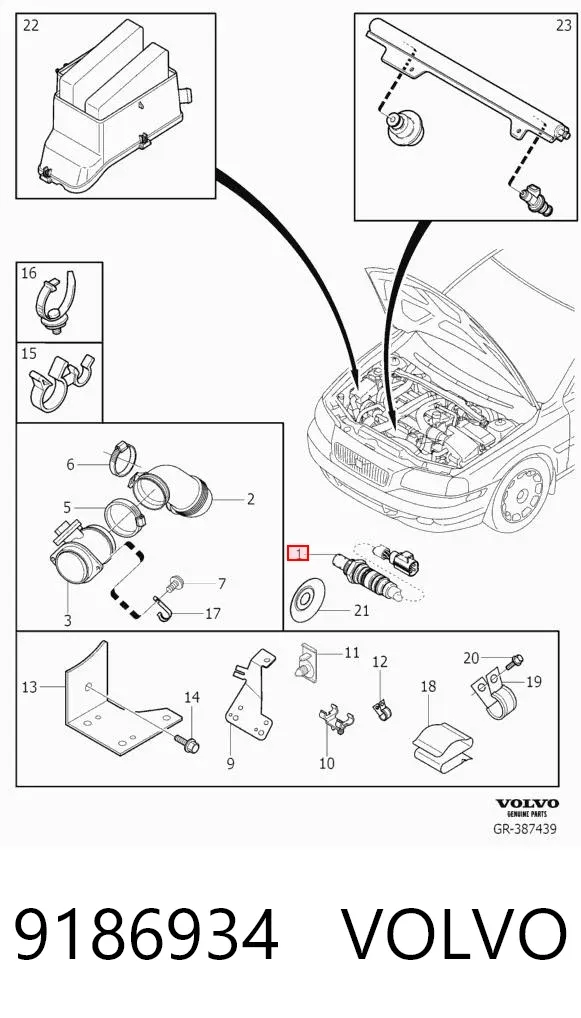 Sensor de oxígeno previo al catalizador 9186934 Volvo
