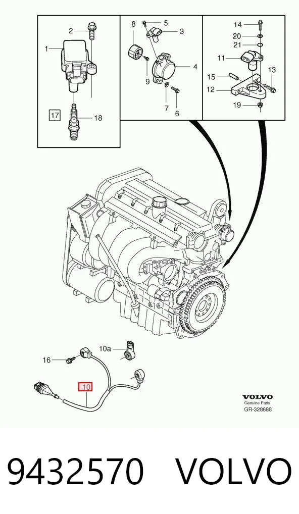 Sensor de detonacion 9432570 Volvo