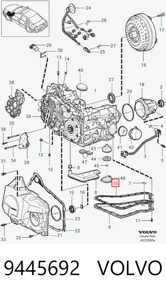 Junta del cárter de aceite de la caja de cambios Volvo XC90 