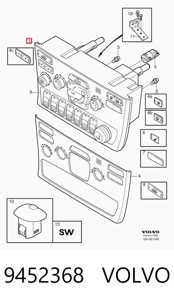 Unidad de control aire acondicionado 9452368 Volvo