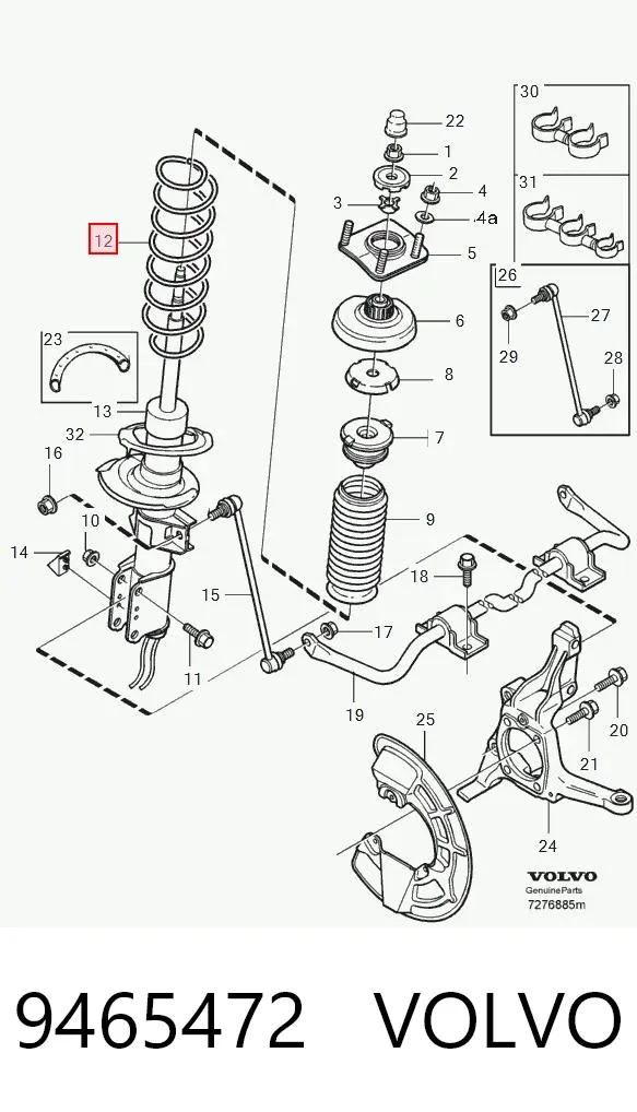 Muelle delantero 9465472 Volvo