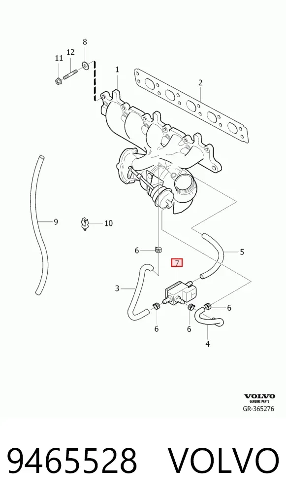 Válvula solenoide de control de presión de sobrealimentación 9465528 Volvo