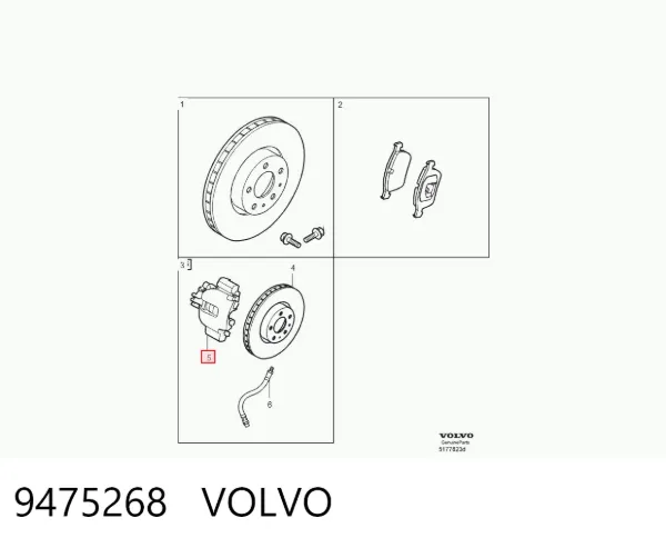 Pinza de freno delantera izquierda 9475268 Volvo