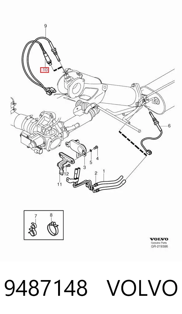 Sonda lambda, sensor de oxígeno antes del catalizador derecho 9487148 Volvo