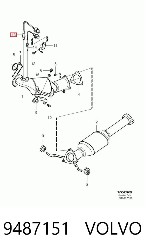 Sonda lambda, sensor de oxígeno antes del catalizador derecho 9487151 Volvo