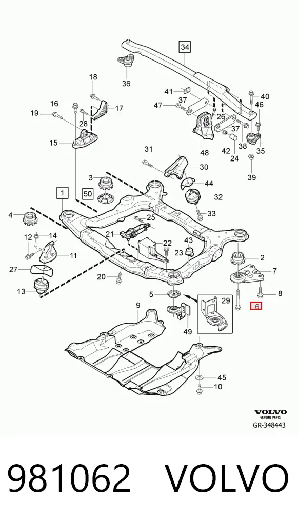 Perno de soporte de carrocería 981062 Volvo