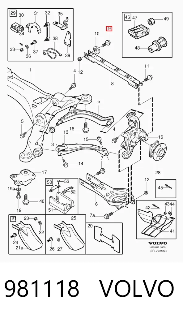 Perno de fijación del brazo de suspensión delantero superior 981118 Volvo