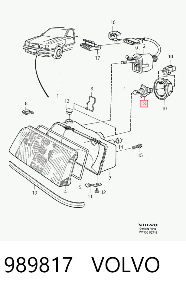 Lámpara halógena 989817 Volvo