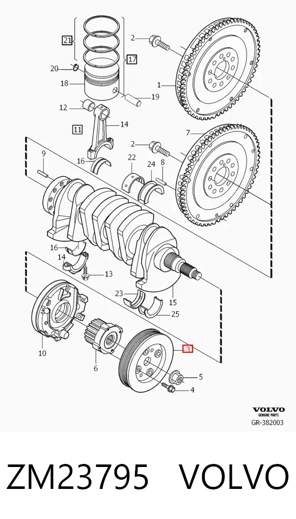 Polea de cigüeñal ZM23795 Volvo
