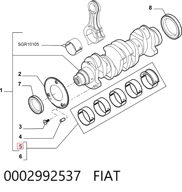 Juego de cojinetes de cigüeñal, estándar, STD 0002992537 Fiat/Alfa/Lancia