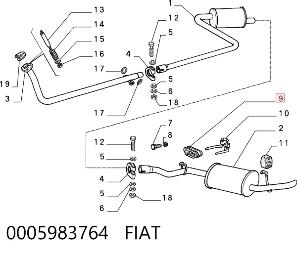 Soporte escape 0005983764 Fiat/Alfa/Lancia