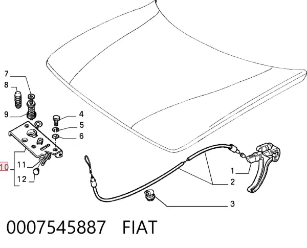 Cerradura de capó 0007545887 Fiat/Alfa/Lancia