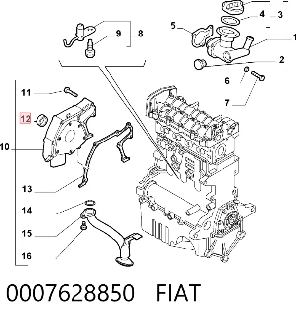 Retén de cigüeñal frontal 0007628850 Fiat/Alfa/Lancia