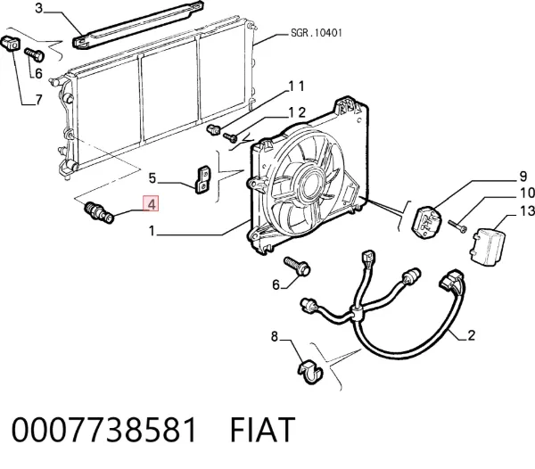 Sensor de temperatura 0007738581 Fiat/Alfa/Lancia