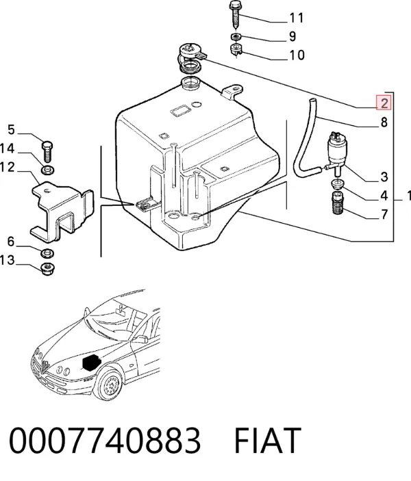 Deposito de limpiaparabrisas 0007740883 Fiat/Alfa/Lancia