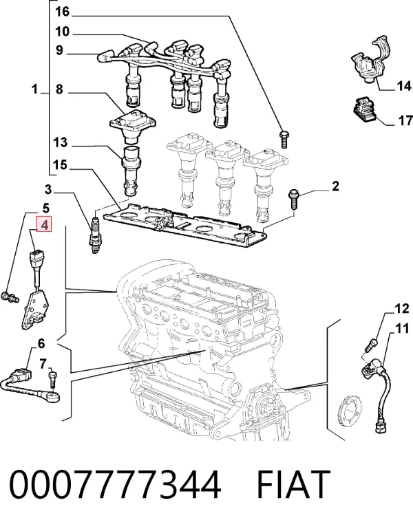 Sensor de árbol de levas 0007777344 Fiat/Alfa/Lancia