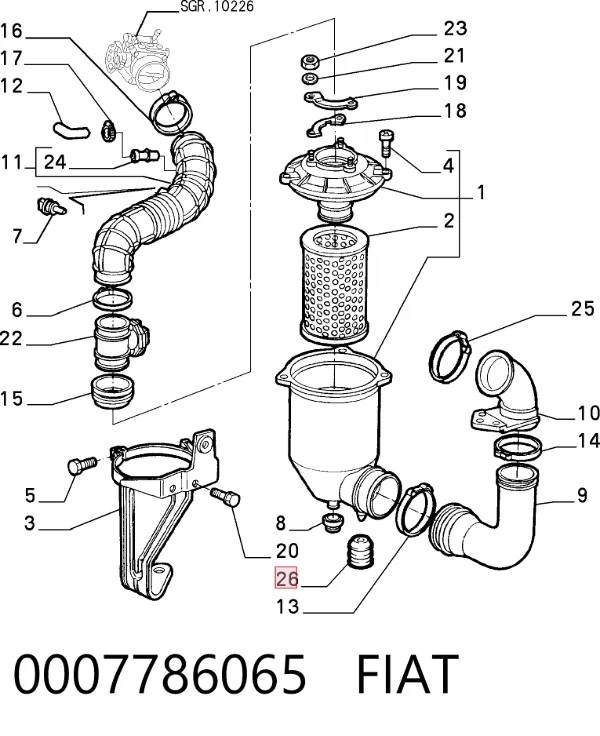 Soporte izquierdo del radiador del intercooler 0007786065 Fiat/Alfa/Lancia