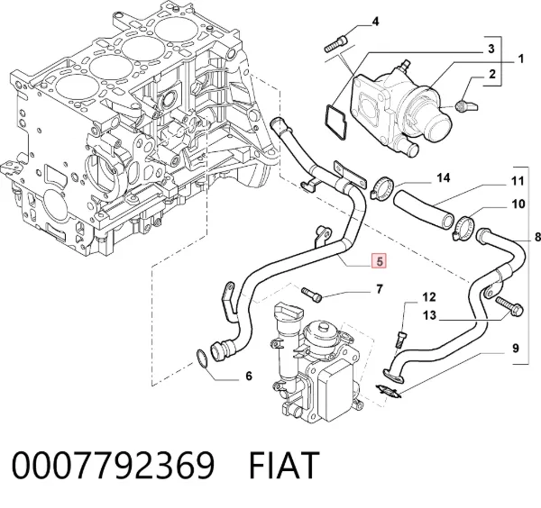 Anillo de sellado del tubo del radiador de la calefacción 0007792369 Fiat/Alfa/Lancia