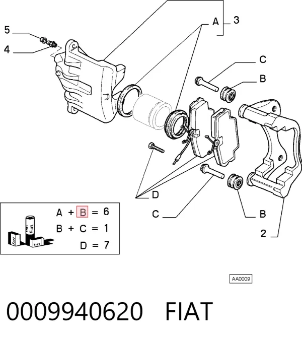Kit de reparación de pinzas de freno 0009940620 Fiat/Alfa/Lancia