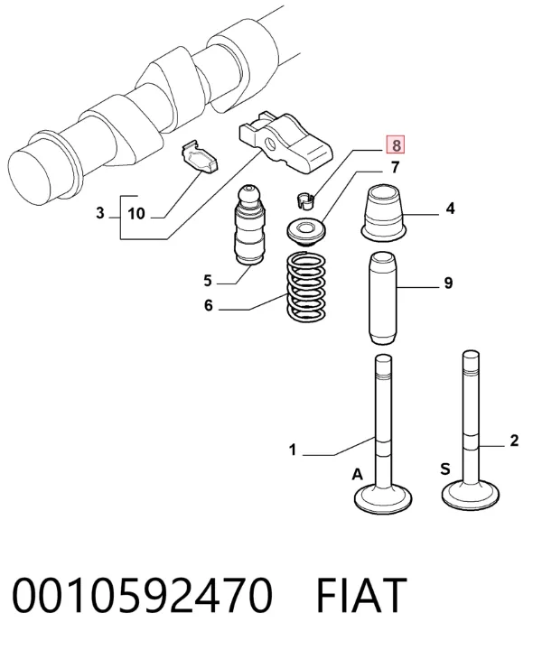 Chaveta De Sujecion De Valvula 0010592470 Fiat/Alfa/Lancia