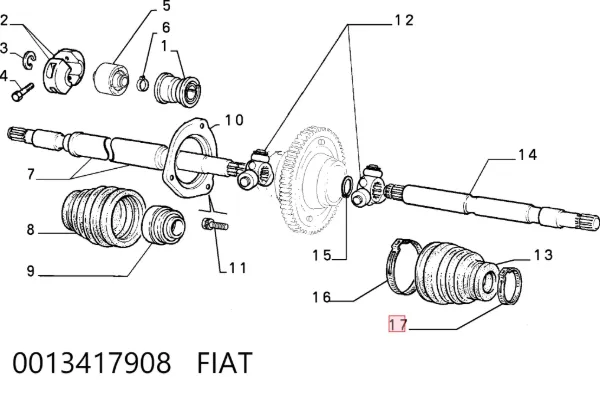 Abrazadera de cremallera de dirección 0013417908 Fiat/Alfa/Lancia