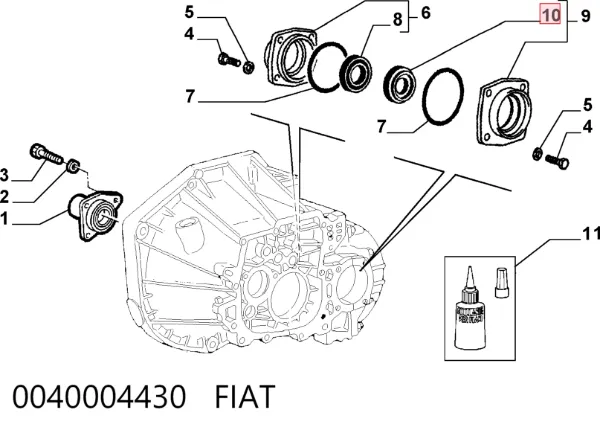Retén del semieje delantero izquierdo 0040004430 Fiat/Alfa/Lancia