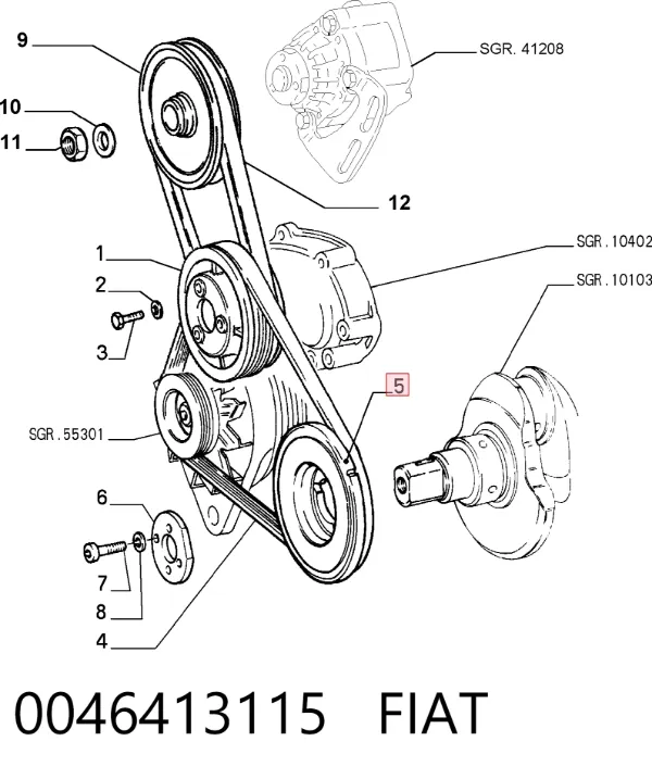 Polea de cigüeñal 0046413115 Fiat/Alfa/Lancia